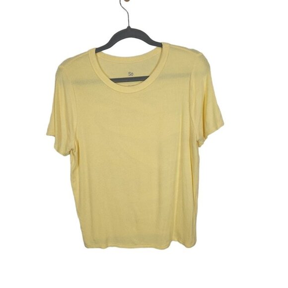 SO Ribbed Crewneck‎ Tee in Yellow Size Large - Picture 1 of 6